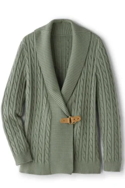 Clearance Soft Surroundings Ivey Cable Knit Cardigan AgaveGreen
