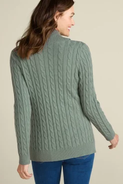 Clearance Soft Surroundings Ivey Cable Knit Cardigan AgaveGreen
