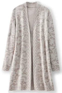 Best Soft Surroundings Ivy Shimmer Long Cardigan NeutralFloral