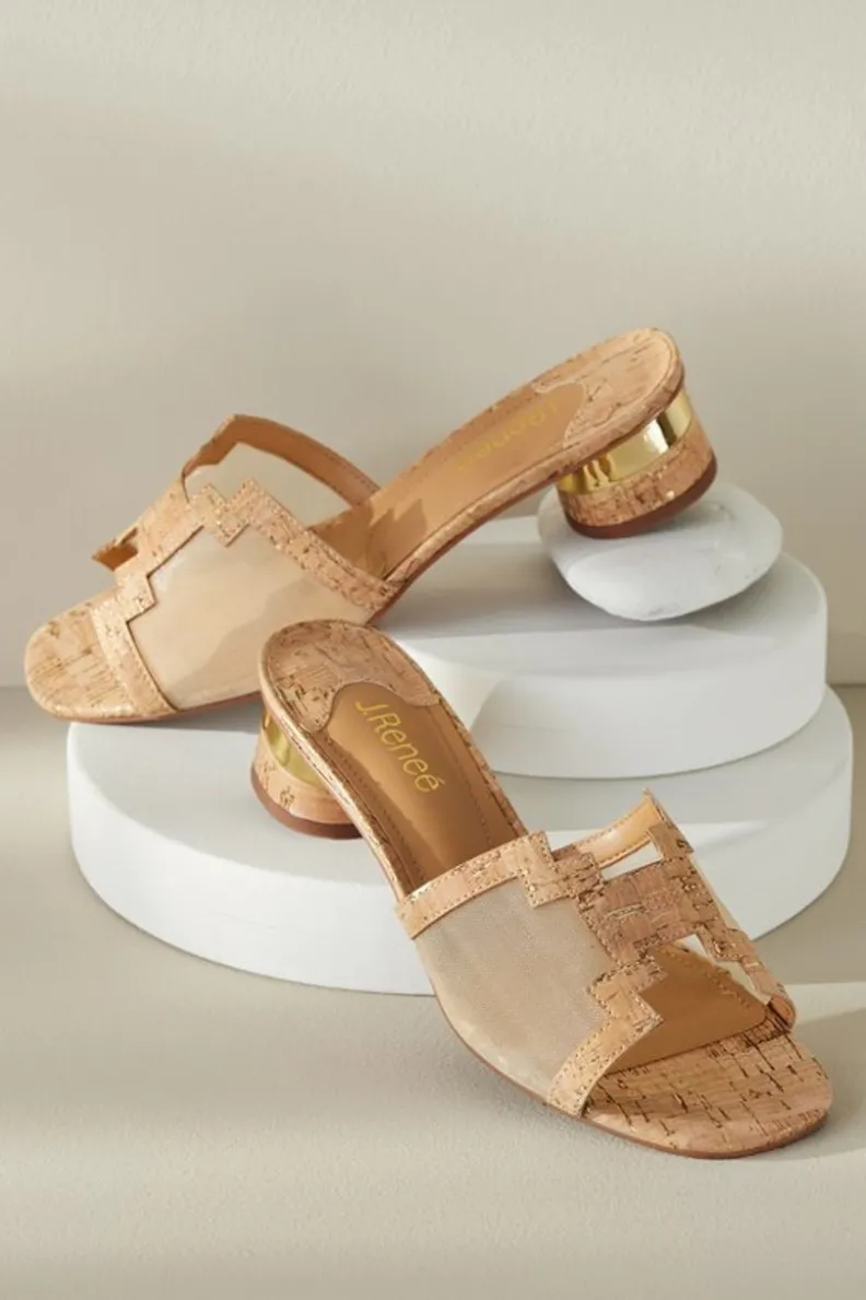 Hot Soft Surroundings J. Renee Amorra Mesh Slide Cork/Gold