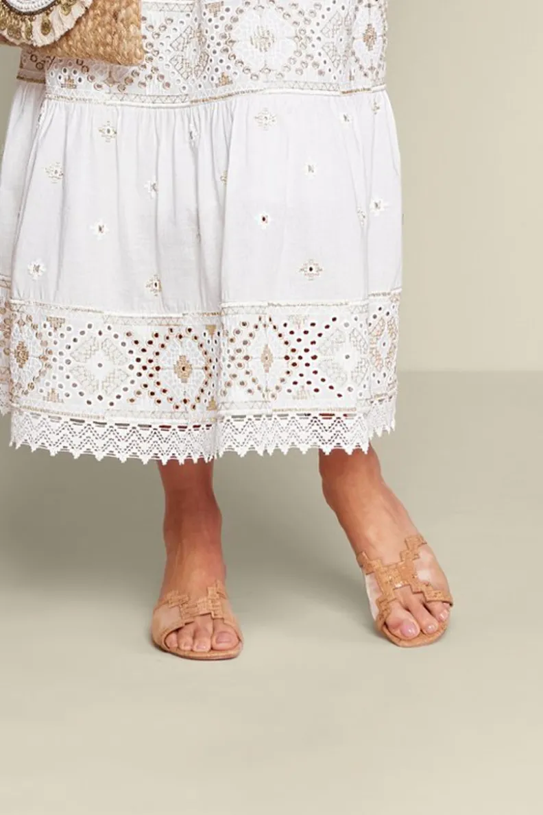 Hot Soft Surroundings J. Renee Amorra Mesh Slide Cork/Gold