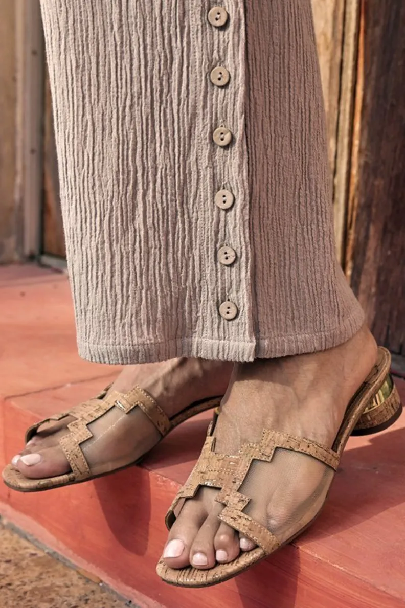 Hot Soft Surroundings J. Renee Amorra Mesh Slide Cork/Gold