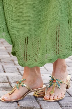 Fashion Soft Surroundings J. Renee Palmy Slide Sandal Gold/Multi