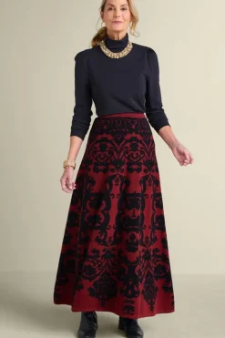 Fashion Soft Surroundings Jacobean Sweater Skirt RedBaroque