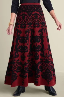 Fashion Soft Surroundings Jacobean Sweater Skirt RedBaroque