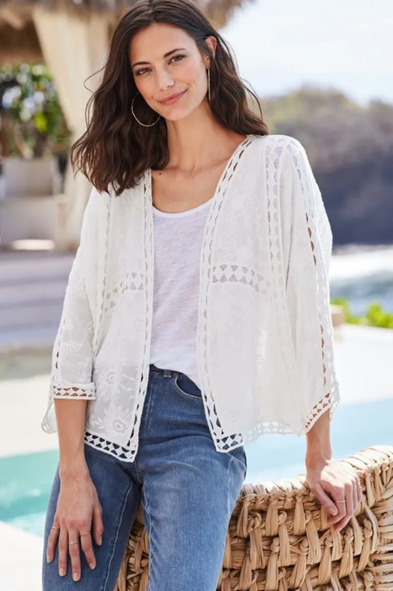 New Soft Surroundings Jasmine Lace Wrap Alabaster