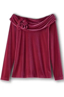 Clearance Soft Surroundings Jeanna Rosette Velvet Top Granita
