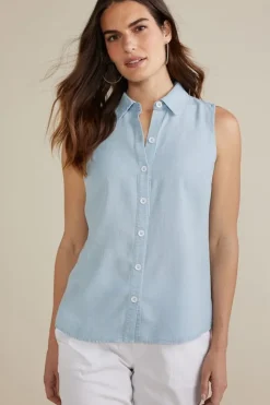 Online Soft Surroundings Jennifer Tencel™ Tank LightChambray