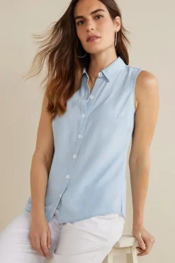Online Soft Surroundings Jennifer Tencel™ Tank LightChambray