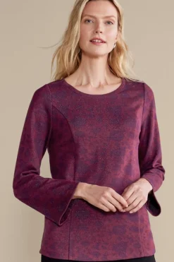 New Soft Surroundings Jeri Jacquard Top MultiFloral