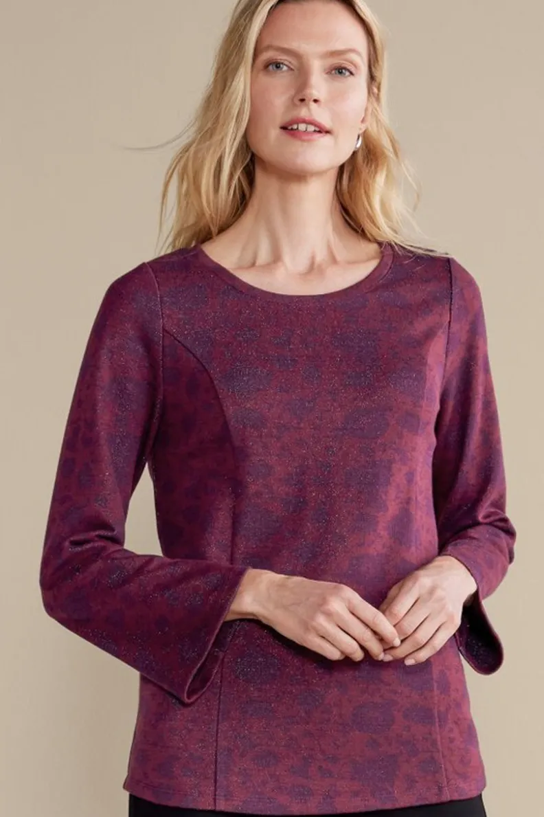 New Soft Surroundings Jeri Jacquard Top MultiFloral