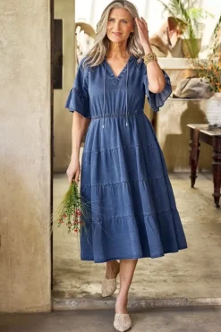 Best Soft Surroundings Jessanne Tencel™ Midi Dress DarkMediumIndigo