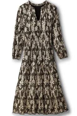 Clearance Soft Surroundings Jobelle Shimmer Midi Dress FoilGarden