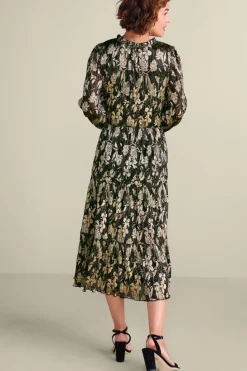 Clearance Soft Surroundings Jobelle Shimmer Midi Dress FoilGarden