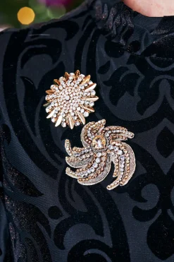 Online Soft Surroundings Juliana Flower Burst Brooch Gold