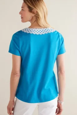 Best Soft Surroundings Kaitlyn Embellished Knit Tee SwedishBlue