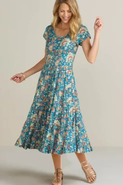 New Soft Surroundings Kara Dress FieryTealJacobean