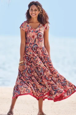 New Soft Surroundings Kara Dress FieryTealJacobean