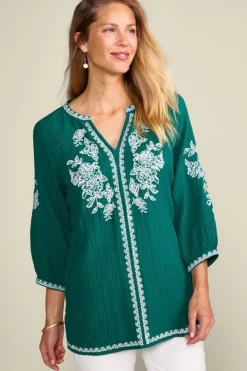 New Soft Surroundings Katie Gauze Tunic TealGreen
