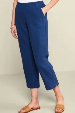 Sale Soft Surroundings Khulani Straight Leg Gauze Crop Pants Navy