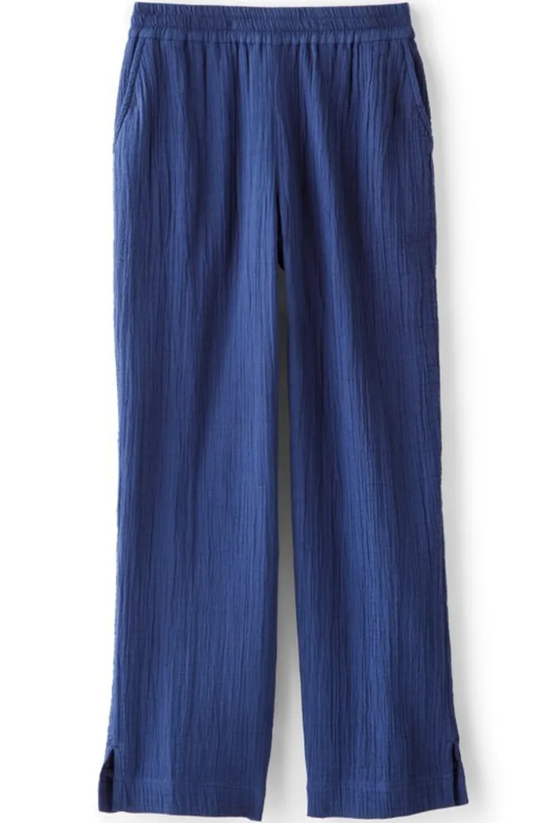 Sale Soft Surroundings Khulani Straight Leg Gauze Crop Pants Navy