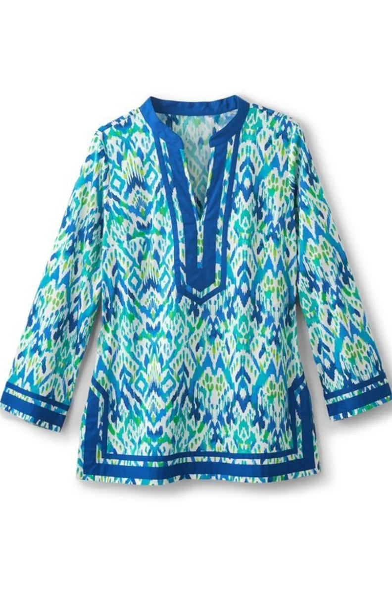Online Soft Surroundings Kirti Ikat Tunic Green/TealIkat