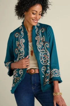 Sale Soft Surroundings Kiruna Embroidered Jacket Teal
