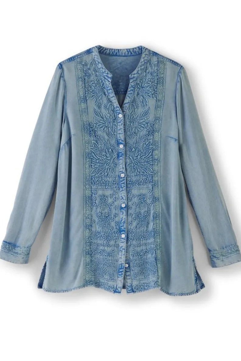 Outlet Soft Surroundings Las Olas Shirt LightBlue
