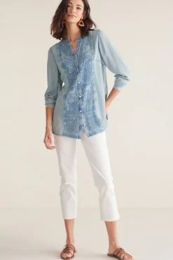 Outlet Soft Surroundings Las Olas Shirt LightBlue