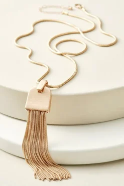 New Soft Surroundings Laurana Tassel Necklace Gold