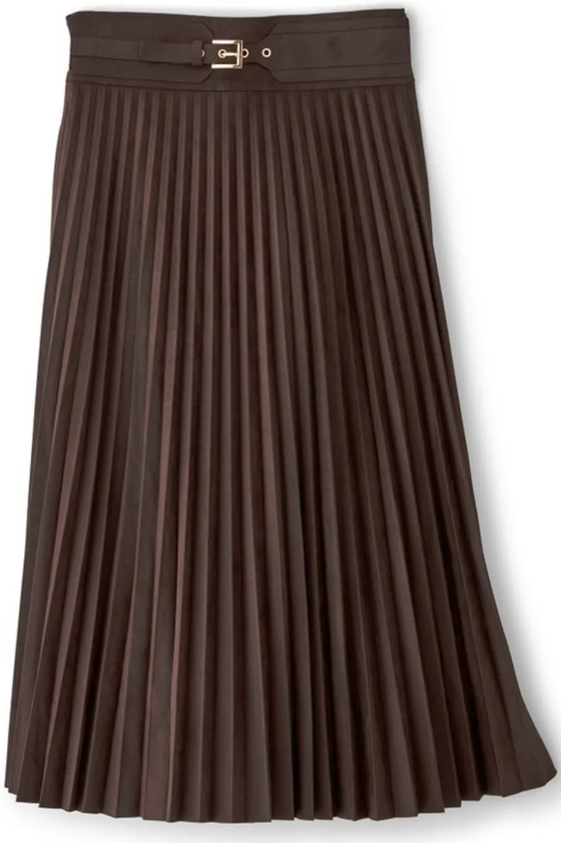 Outlet Soft Surroundings Lavina Faux Suede Skirt DarkBrown