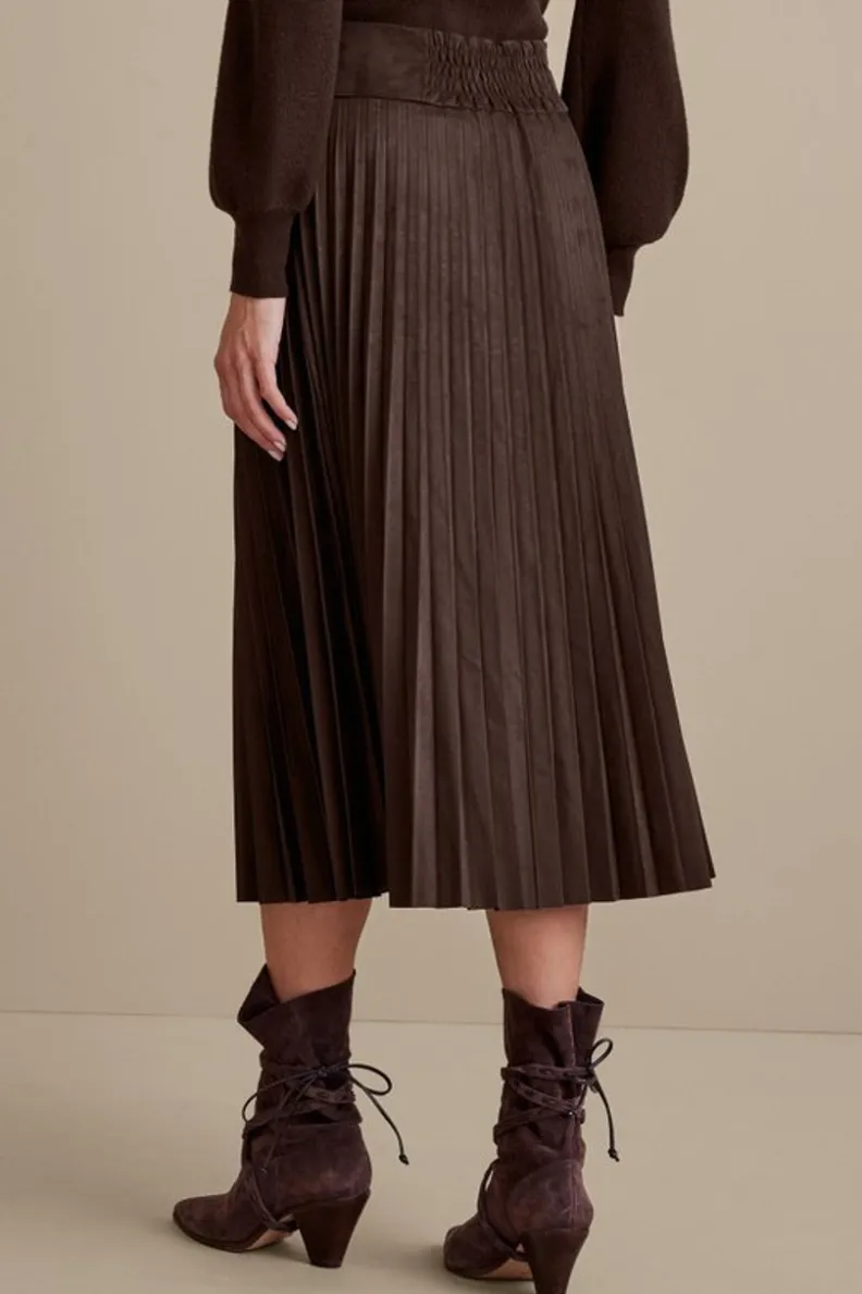 Outlet Soft Surroundings Lavina Faux Suede Skirt DarkBrown