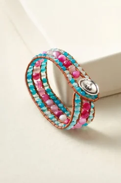 Fashion Soft Surroundings Leela Beaded Bracelet Pink/Blue