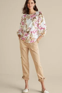 Discount Soft Surroundings Lesley Printed Top PainterlyPeonyFlowers
