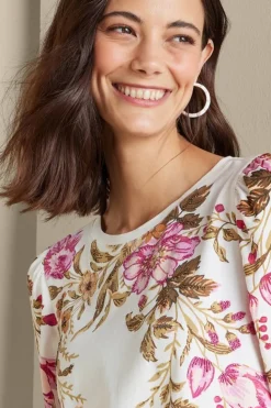 Discount Soft Surroundings Lesley Printed Top PainterlyPeonyFlowers