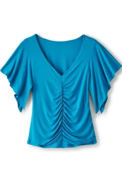 Hot Soft Surroundings Leya Ruched Top SwedishBlue