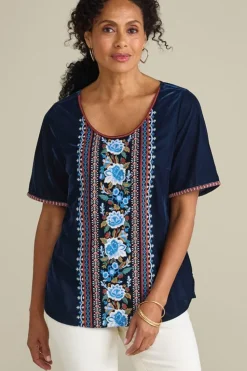 Clearance Soft Surroundings Lilian Velvet Top MedievalBlue