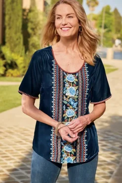 Clearance Soft Surroundings Lilian Velvet Top MedievalBlue