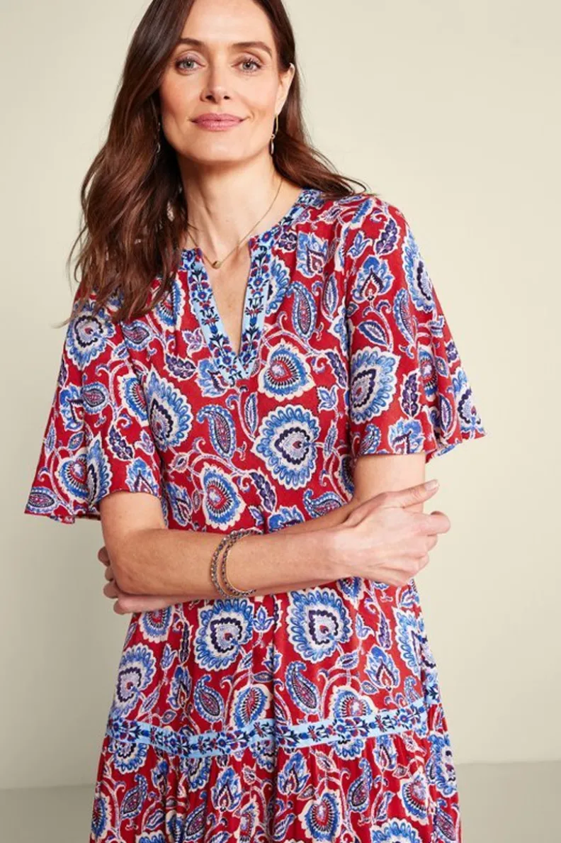 Sale Soft Surroundings Lilith Midi Dress CyntheraFloral/Border