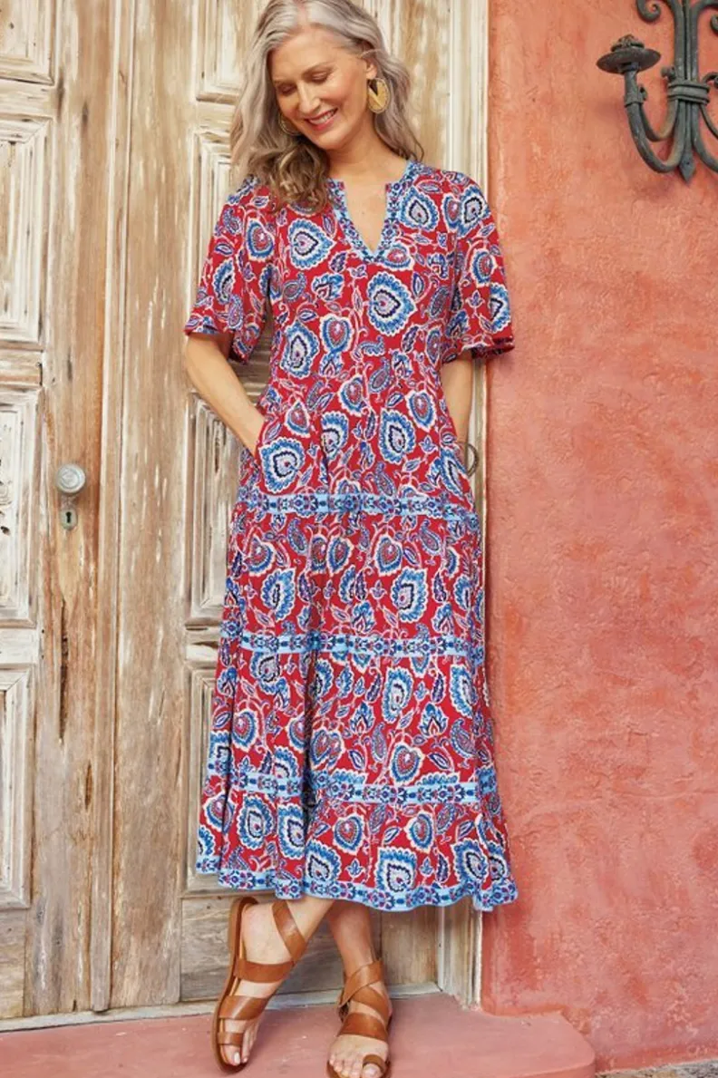 Sale Soft Surroundings Lilith Midi Dress CyntheraFloral/Border