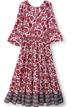 Discount Soft Surroundings Lily Midi Dress MaroonSketchedBotanical