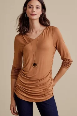 New Soft Surroundings Linette Top Hazelnut