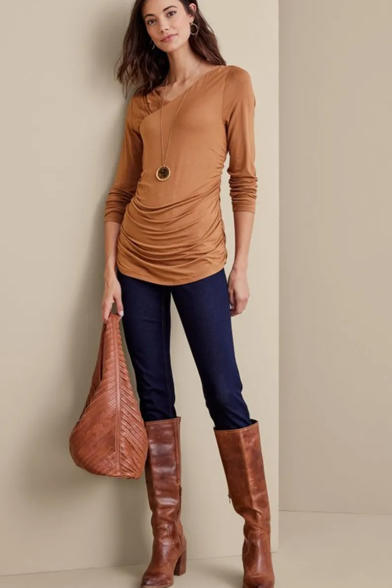 New Soft Surroundings Linette Top Hazelnut