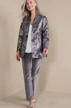 New Soft Surroundings Lismore Jacquard Jacket GrayTapestry