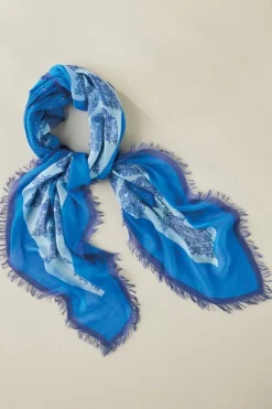 New Soft Surroundings Livie Square Scarf BlueMulti