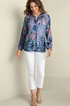 New Soft Surroundings Maisie Long Sleeve Top SafiTapestry