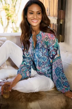 New Soft Surroundings Maisie Long Sleeve Top SafiTapestry