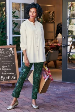 Sale Soft Surroundings Makara Button Tunic IvoryPearl