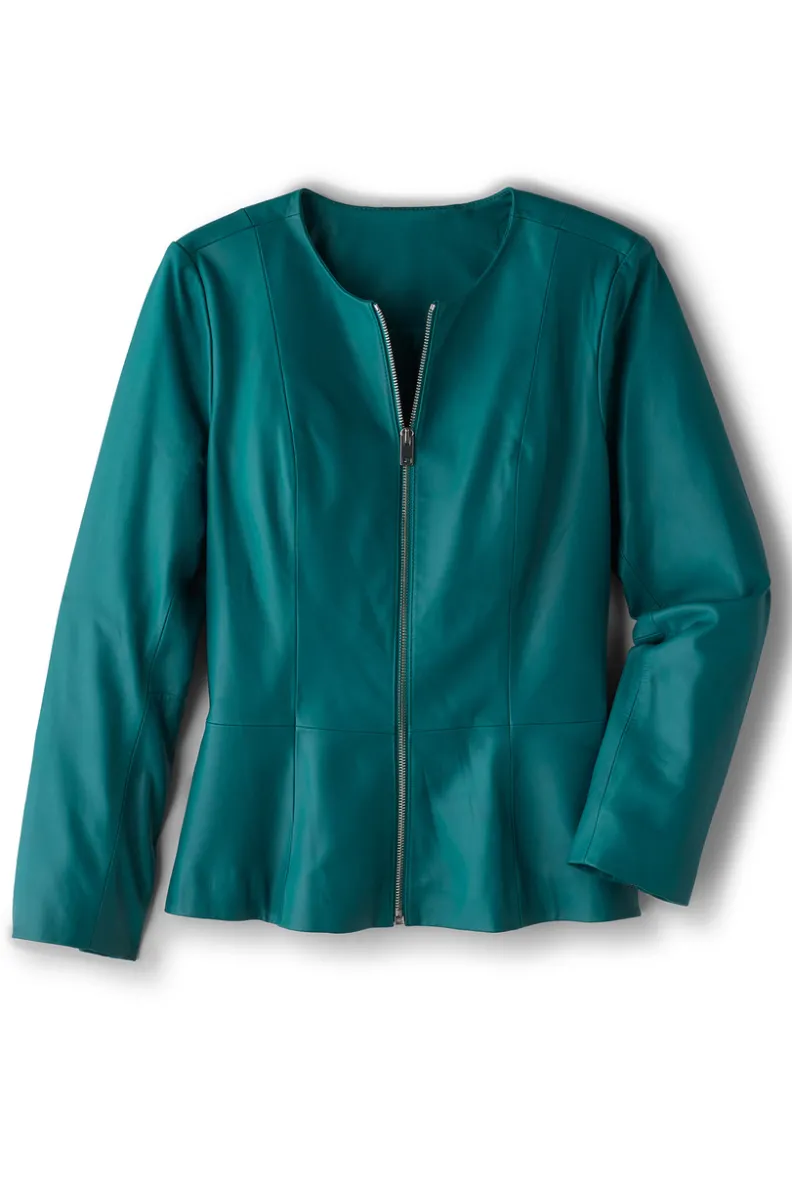 Clearance Soft Surroundings Marfa Leather Jacket DeepLagoon