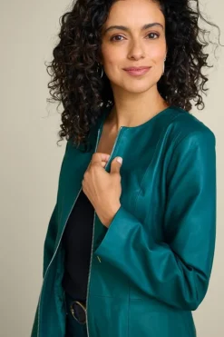 Clearance Soft Surroundings Marfa Leather Jacket DeepLagoon